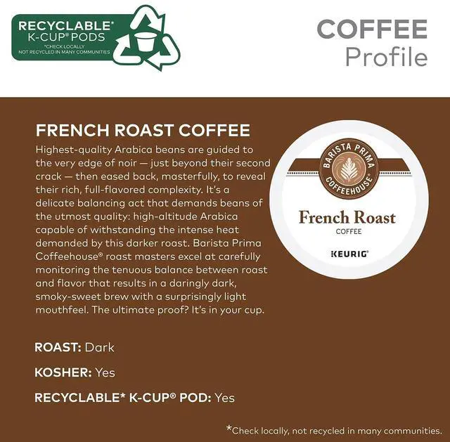 Alt view image 7 of 7 - Barista Prima French Roast K-Cup Coffee, Keurig Single-Serve K-Cup Pods, Extra Dark Roast Coffee, 24 Count/Box