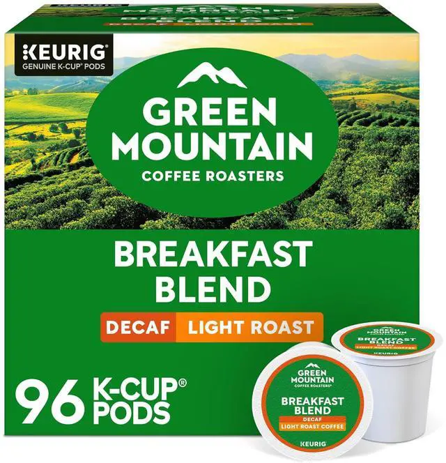 Alt view image 2 of 19 - Green Mountain Coffee Roasters Breakfast Blend Decaf Coffee, Keurig Single Serve K-Cup pods, Light Roast Coffee, 96 Count/Carton