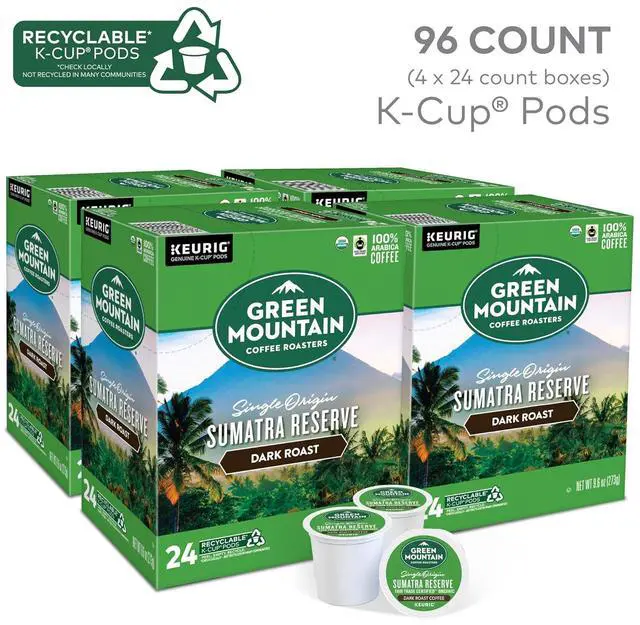 Alt view image 3 of 12 - Green Mountain Coffee Roasters Sumatra Reserve Coffee, Keurig Single-Serve K-Cup pods, Dark Roast Coffee, 96 Count/Carton