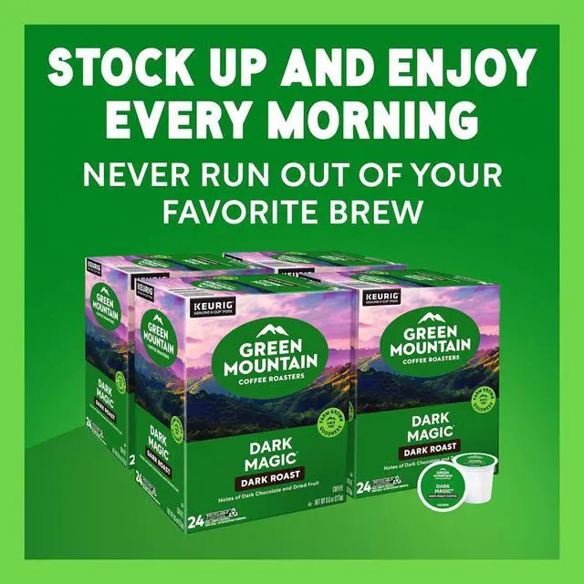 Alt view image 12 of 17 - Green Mountain Coffee Roasters Dark Magic Coffee, Keurig Single-Serve K-Cup pods, Dark Roast Coffee, 96 Count/Carton