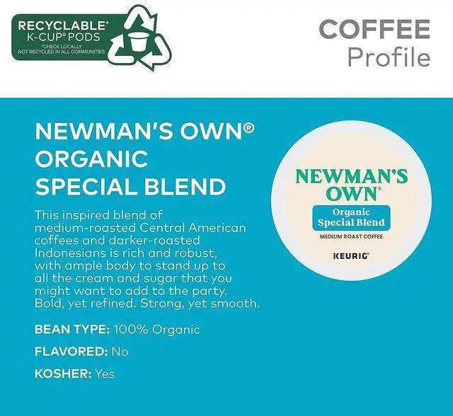 Alt view image 6 of 7 - Newman's Own Organic Special Blend Coffee, Keurig Single-Serve K-Cup Pods, Medium Roast Coffee, 24 Count/Box