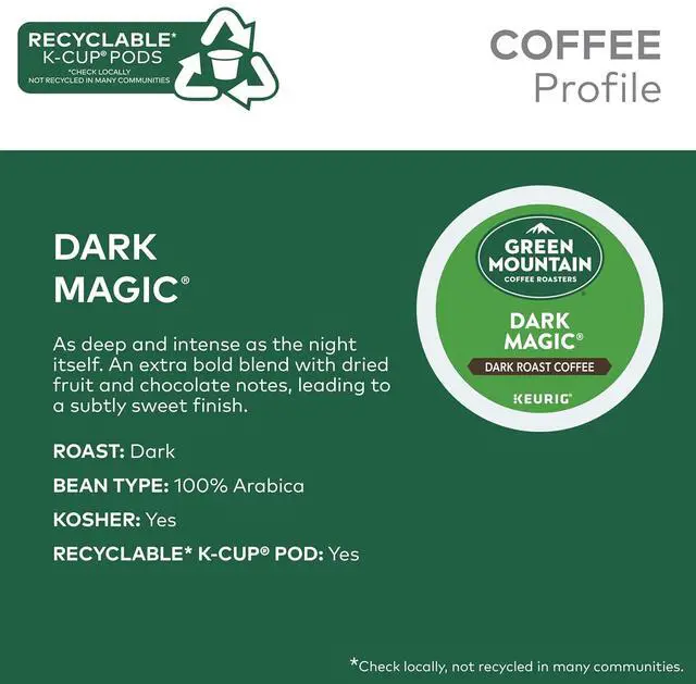 Alt view image 3 of 8 - Green Mountain Coffee Roasters Dark Magic Extra Bold Coffee, Keurig Single-Serve K-Cup Pods, Dark Roast Coffee, 24 Count/Box