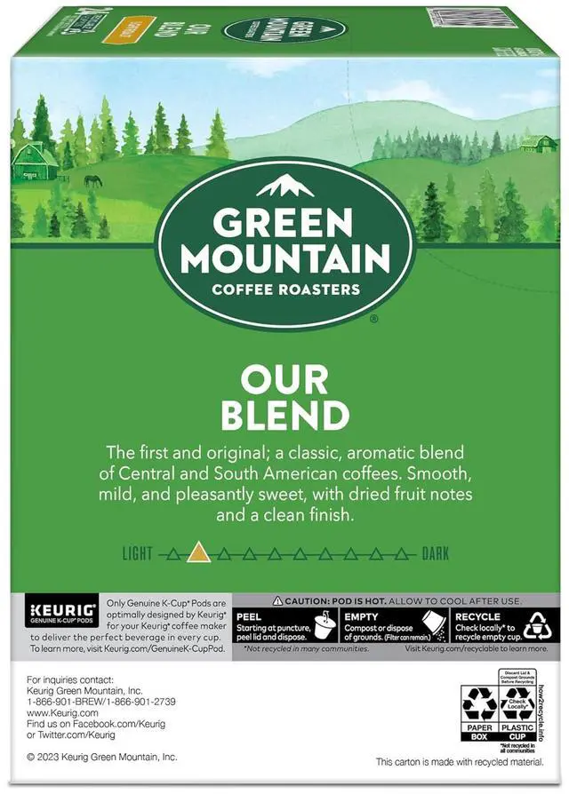 Alt view image 12 of 12 - Green Mountain Coffee Our Blend Coffee, Keurig Single-Serve K-Cup Pods, Light Roast Coffee, 96 Count/Carton