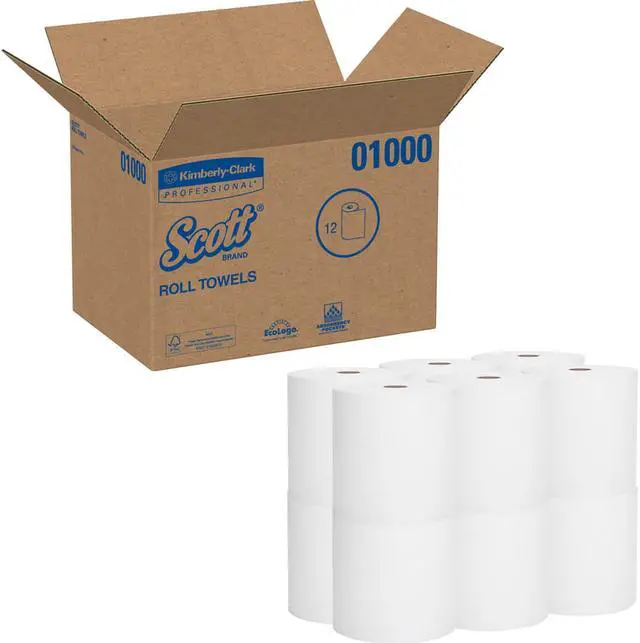 Alt view image 5 of 6 - Scott Essential High Capacity Hard Roll Towels for Business, Absorbency Pockets, 1.5" Core, 8" x 1,000 ft, White, 12 Rolls/Carton KCC01000