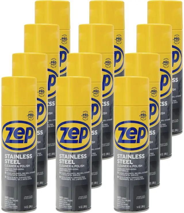 Alt view image 2 of 2 - Zep Commercial ZUSSTL14CT Stainless Steel Cleaner and Polish - 14 fl oz (0.4 quart) - Rust Resistant, Corrosion Resistant, Fade Resistant - Chrome, Black - 12/Carton