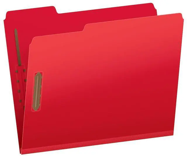 Alt view image 2 of 2 - Pendaflex 15936GW Colored Pressboard Top Tab Fastener Folders - 2" Expansion - 2 Fasteners - Letter Size - Bright Red Exterior - 25/Box