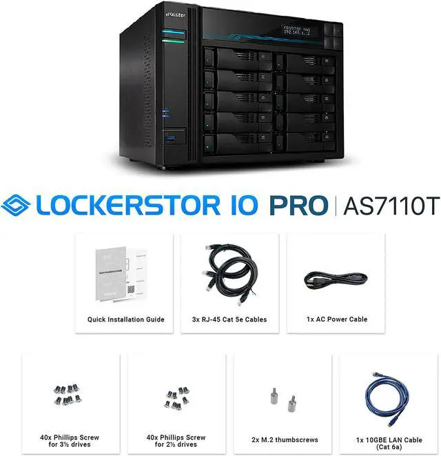 Alt view image 7 of 9 - Asustor AS7110T 10 Bay Lockerstor 10 Pro Desktop Enterprise NAS (Diskless)