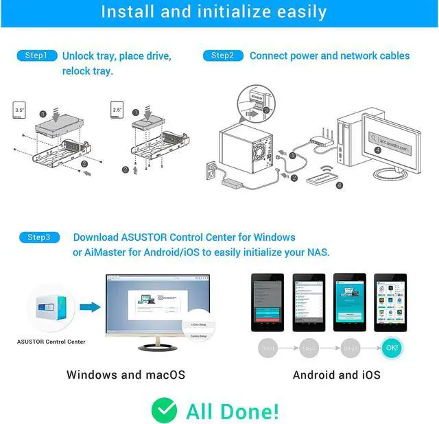 Alt view image 5 of 6 - Asustor AS6604T 4 Bay Lockerstor 4 Desktop NAS (Diskless)