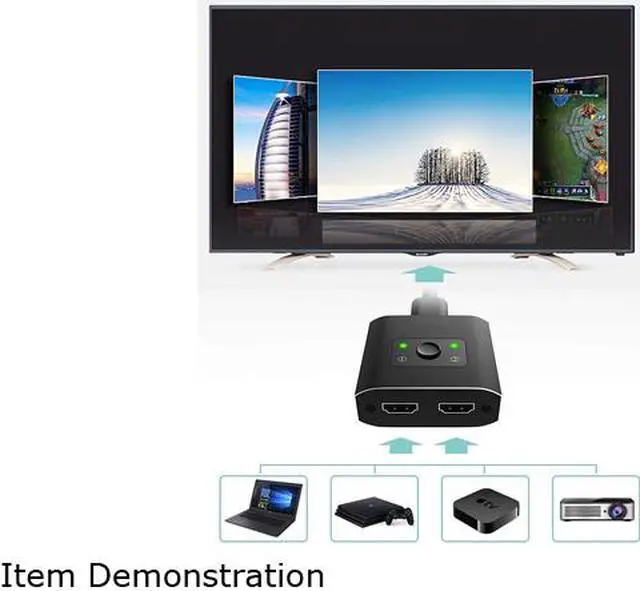 Alt view image 7 of 7 - HDMI Switch 4K HDMI Splitter- YXwin Aluminum Bi-Directional HDMI Switcher 2 Input 1 Output, HDMI Switch Splitter 2 x 1/1 x 2. No External Power Required, Support 4K 3D HD 1080P for Xbox PS4 Roku HDTV