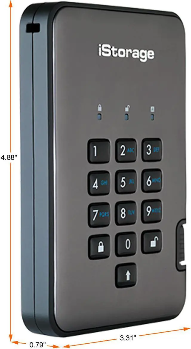 Alt view image 7 of 8 - iStorage diskAshur PRO2 HDD 1TB Secure portable Hard Drive FIPS Level 3 certified - password protected, dust and water resistant, military grade hardware encryption.IS-DAP2-256-1000-C-X