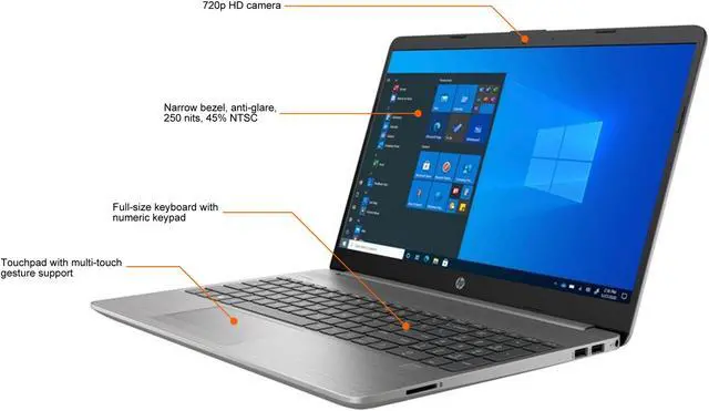 Alt view image 2 of 10 - HP Laptop Intel Core i3-1005G1 8GB Memory 256 GB PCIe SSD Intel UHD Graphics 15.6" Non-Touch Screen Windows 10 Home 64-bit 250 G8 (38J92UT#ABA)