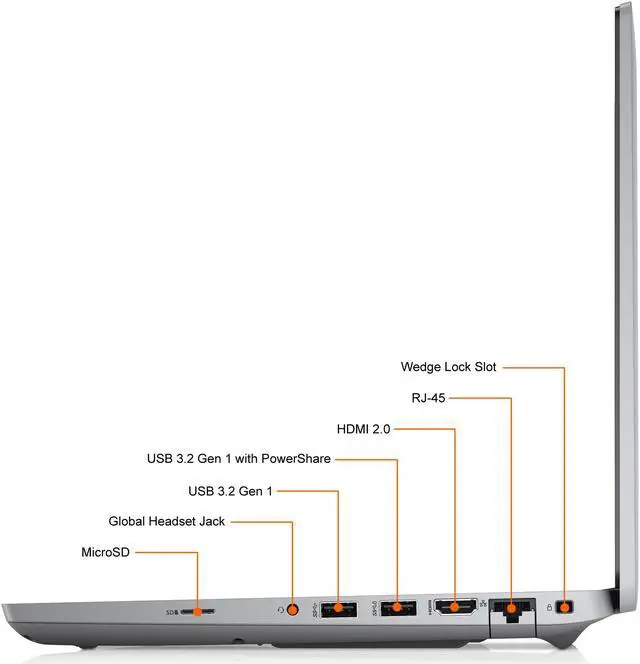 Alt view image 13 of 14 - Dell Latitude 5000 5421 14" Notebook - Full HD - 1920 x 1080 - Intel Core i5 (11th Gen) i5-11500H Hexa-core (6 Core) 2.90 GHz - 8 GB RAM - 256 GB SSD - Titan Gray Dull - Intel Chip - Windows 10 P