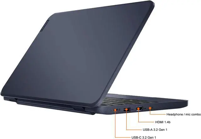 Alt view image 8 of 10 - Lenovo 100w Gen 3 82HY0009US 11.6" Netbook - HD - 1366 x 768 - AMD 3015e Dual-core (2 Core) 1.20 GHz - 4 GB RAM - 64 GB Flash Memory - Abyss Blue - Windows 10 Pro - AMD Radeon Graphics - Twisted