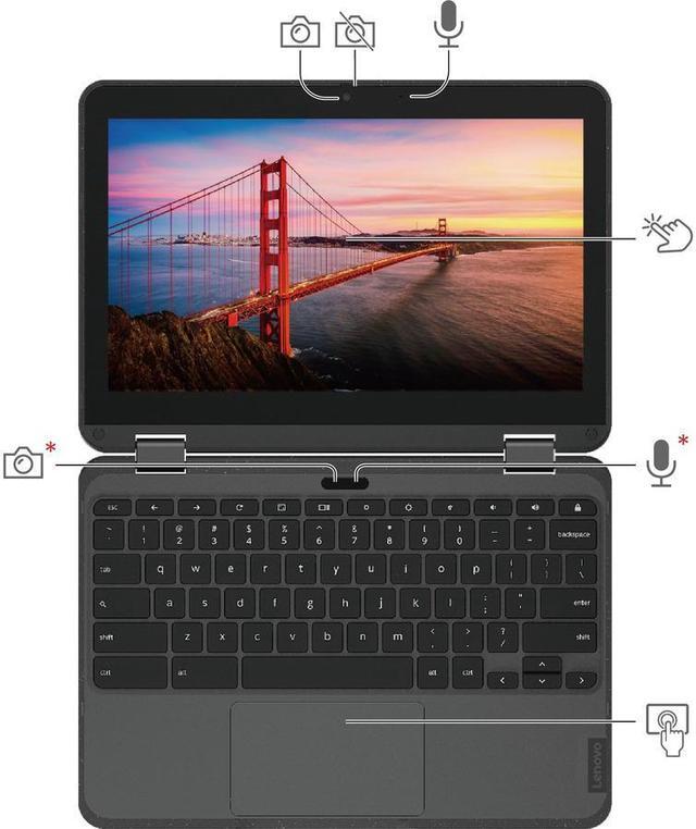 Alt view image 8 of 9 - Lenovo 300e Chromebook Gen 3 AMD Laptop, 11.6" IPS  LED , 3015Ce, AMD Radeon, 4GB, 32GB