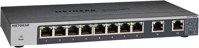 Alt view image 4 of 7 - NETGEAR 8-Port Gigabit Ethernet Unmanaged Switch with 2-Port 5-Speed 10-Gigabit/Multi-Gigabit | GS110MX