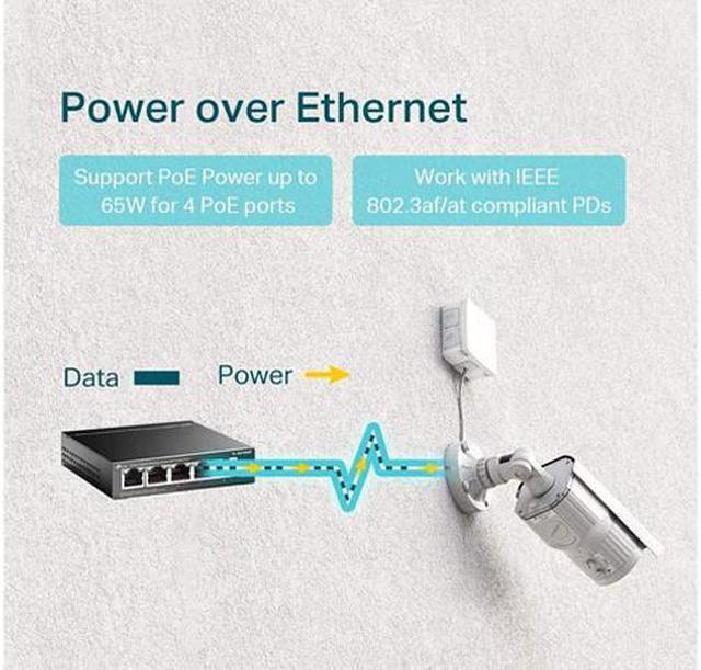 Alt view image 5 of 8 - TP-Link TL-SG1005P| 5 Port Fast Ethernet PoE Switch | 4 PoE+ Ports @67W | Desktop | Plug & Play | Sturdy Metal w/ Shielded Ports | Fanless | Limited Lifetime Protection | Extend & Priority Mode