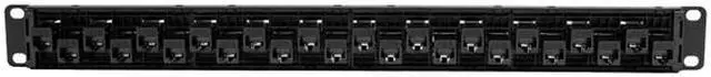 Alt view image 2 of 6 - 24-PORT 1U RACK-MOUNT CAT5E/6 OFFSET FEED-THROUGH PATCH PANEL WITH CABLE MANAGEM