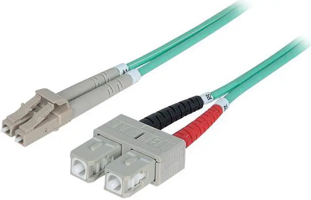 Main image of Intellinet Fiber Optic Patch Cable, Duplex, Multimode, LC/SC, 50/125 µm, OM3, 2.0 m (7.0 ft.), Aqua