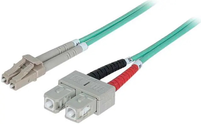 Main image of Intellinet Fiber Optic Patch Cable, Duplex, Multimode, LC/SC, 50/125 µm, OM3, 10.0 m (33.0 ft.), Aqua