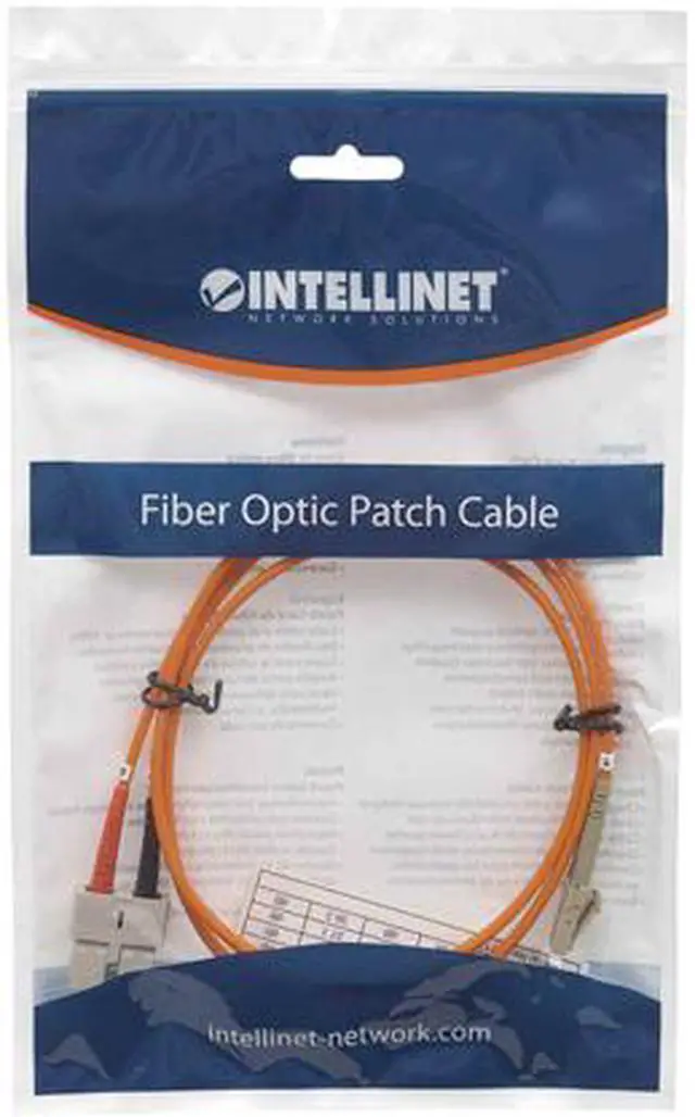 Alt view image 2 of 2 - Intellinet Fiber Optic Patch Cable, Duplex, Multimode, LC/SC, 62.5/125 Âµm, OM1, 2.0 m (7.0 ft.), Orange
