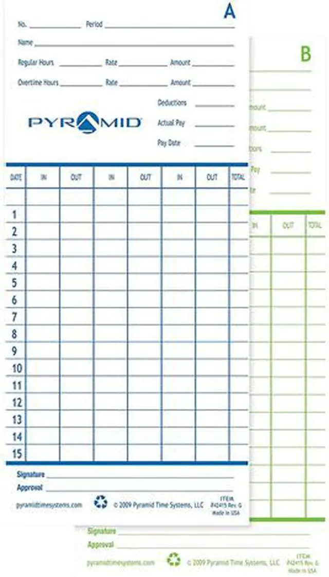 Main image of PYRAMID TIME SYSTEMS 100PK EN/FR TIME CARDS 2600