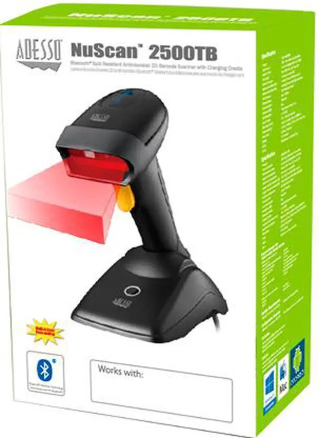 Alt view image 10 of 10 - Adesso Spill Resistant Wireless Antimicrobial 2D Barcode Scanner