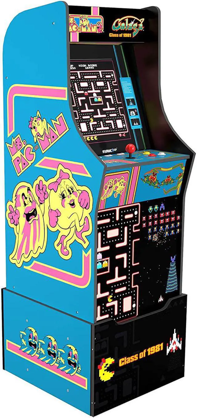 Alt view image 2 of 6 - Arcade1Up Ms. Pac-Man/Galaga Class of 1981 40th Anniversary Edition Home Arcade with Riser