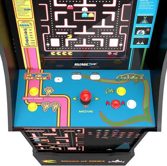 Alt view image 5 of 6 - Arcade1Up Ms. Pac-Man/Galaga Class of 1981 40th Anniversary Edition Home Arcade with Riser