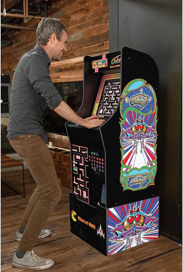 Alt view image 6 of 6 - Arcade1Up Ms. Pac-Man/Galaga Class of 1981 40th Anniversary Edition Home Arcade with Riser