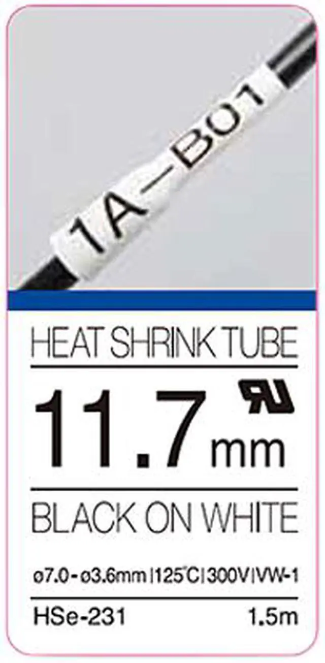 Alt view image 2 of 2 - Brother HSE231 0.46in x 4.9ft Heat Shrink Tubing Black on White, 1 Each
