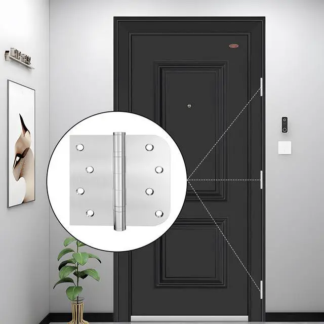 Alt view image 5 of 7 - Hinges, 3 Pack Door Hinges Stainless Steel Hinges with 4 Inch Square Rounded 5/8" Radius Corner Hinges Interior/Exterior Door Hinges Heavy Duty Hinges