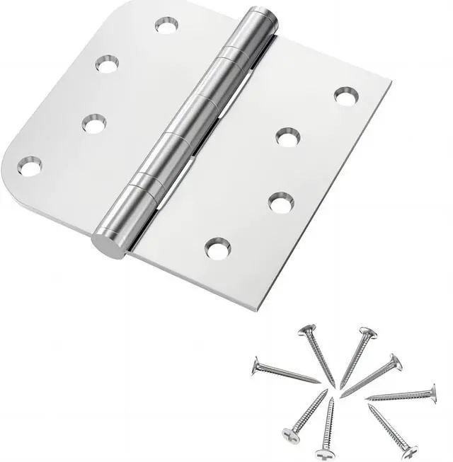 Main image of Hinges, 3 Pack Door Hinges Stainless Steel Hinges with 4 Inch Square Rounded 5/8" Radius Corner Hinges Interior/Exterior Door Hinges Heavy Duty Hinges