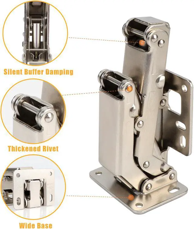 Alt view image 2 of 6 - A Pair Cabinet Hinges, 170 Degree Door Hinges Frameless Soft Close Hinges with Screws Hidden Hydraulic Buffer Adjustable Mounting Hinges for Kitchen Corner Folden Door
