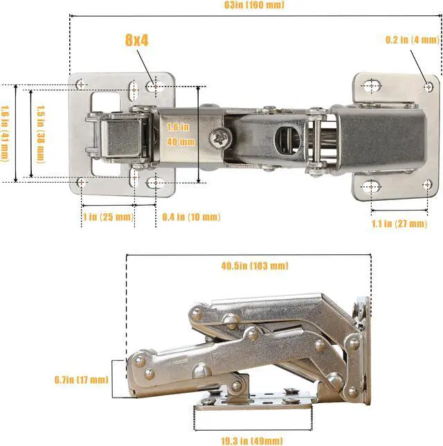 Alt view image 4 of 6 - A Pair Cabinet Hinges, 170 Degree Door Hinges Frameless Soft Close Hinges with Screws Hidden Hydraulic Buffer Adjustable Mounting Hinges for Kitchen Corner Folden Door