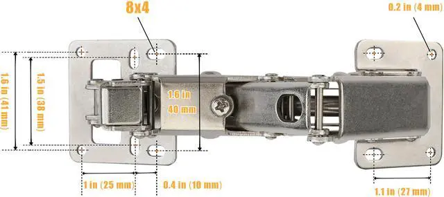 Alt view image 5 of 6 - A Pair Cabinet Hinges, 170 Degree Door Hinges Frameless Soft Close Hinges with Screws Hidden Hydraulic Buffer Adjustable Mounting Hinges for Kitchen Corner Folden Door
