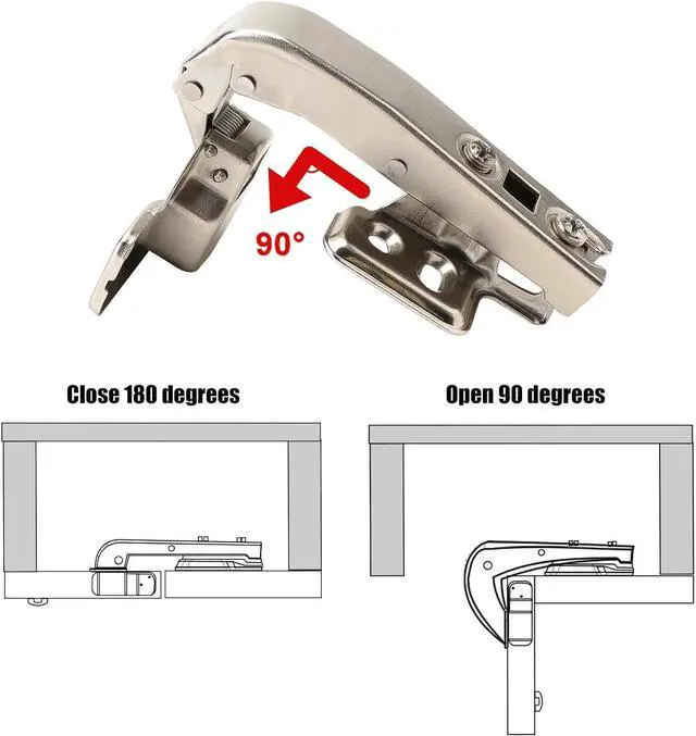 Alt view image 2 of 7 - Cabinet Hinges, 2 Pieces Lazy Susan Hinge Face Frame Plate 90 Degree Soft Close Hinges for Kitchen Cabinets 3D Adjustable Hidden Hinges Corner Cabinet Door Hinges for Folded Door