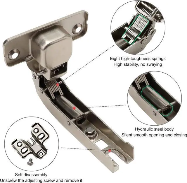 Alt view image 3 of 7 - Cabinet Hinges, 2 Pieces Lazy Susan Hinge Face Frame Plate 90 Degree Soft Close Hinges for Kitchen Cabinets 3D Adjustable Hidden Hinges Corner Cabinet Door Hinges for Folded Door