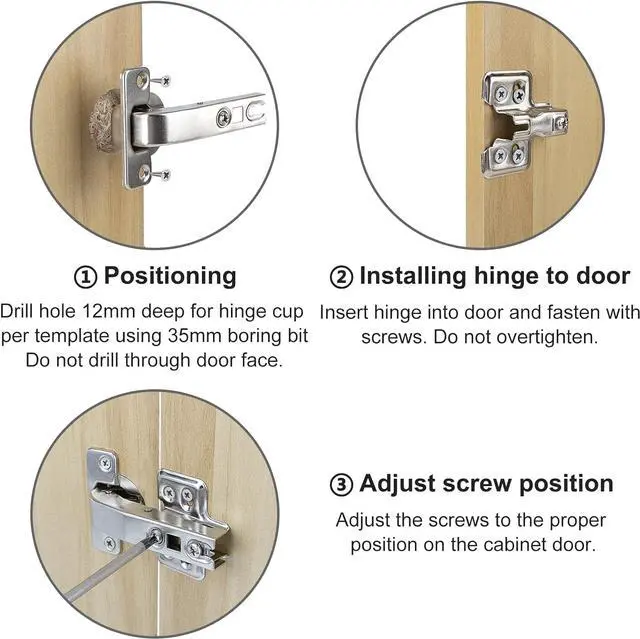 Alt view image 6 of 7 - Cabinet Hinges, 2 Pieces Lazy Susan Hinge Face Frame Plate 90 Degree Soft Close Hinges for Kitchen Cabinets 3D Adjustable Hidden Hinges Corner Cabinet Door Hinges for Folded Door