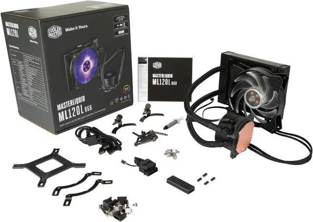 Alt view image 11 of 12 - Cooler Master MasterLiquid ML120L RGB Close-Loop CPU Liquid Cooler, 120mm Radiator, Dual Chamber RGB Pump, Dual MF120R RGB Fans, RGB Lighting for AMD Ryzen/Intel LGA1200/1151 LGA 1700 Compatible