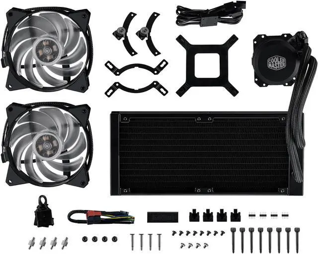 Alt view image 6 of 7 - Cooler Master MasterLiquid ML240L RGB Close-Loop CPU Liquid Cooler, 240mm Radiator, Dual Chamber RGB Pump, Dual MF120R RGB Fans, RGB Lighting for AMD Ryzen/Intel LGA1200/1151
