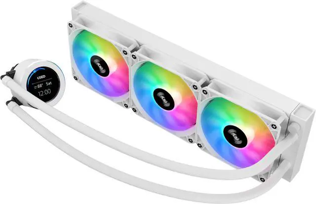 Alt view image 6 of 9 - SAMA SM360 Gaming Water Liquid Cooler White 360mm AIO PC CPU Cooler with LCD Display Moitor Screen, 3 ARGB PWM Silent Fans