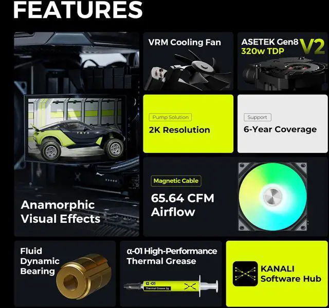 Alt view image 2 of 7 - TRYX PANORAMA 360 ARGB 360mm AIO 6.67'' AMOLED Curved Screen 3D Anamorphic Effect Display Customizable AIO Cooler 360mm Asetek 8th Gen V2 320w TDP Magnetic ARGB Fan Intel LGA 1851/1700 AMD AM5/AM4