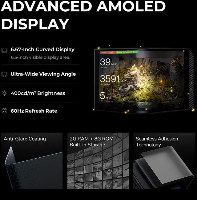 Alt view image 3 of 7 - TRYX PANORAMA 360 ARGB 360mm AIO 6.67'' AMOLED Curved Screen 3D Anamorphic Effect Display Customizable AIO Cooler 360mm Asetek 8th Gen V2 320w TDP Magnetic ARGB Fan Intel LGA 1851/1700 AMD AM5/AM4