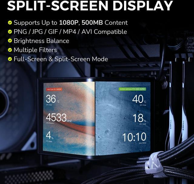 Alt view image 6 of 7 - TRYX PANORAMA 360 360mm AIO 6.5'' AMOLED Curved Screen 3D Anamorphic Effect Customizable AIO Cooler 360mm Asetek 8th Gen V2 320w TDP Magnetic Performance Fan Intel LGA 1851/1700 AMD AM5/AM4