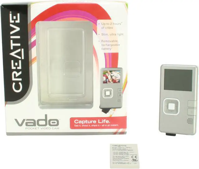 Alt view image 10 of 10 - Creative vado Silver CMOS 2.0" LCD 2x Digital 2GB Internal Memory Pocket Video Cam