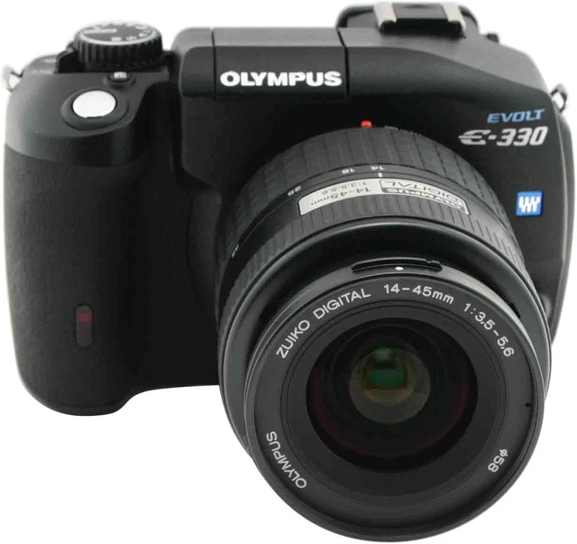 OLYMPUS EVOLT E-330 Black Digital SLR Camera w/ ZUIKO DIGITAL 14-45mm f ...