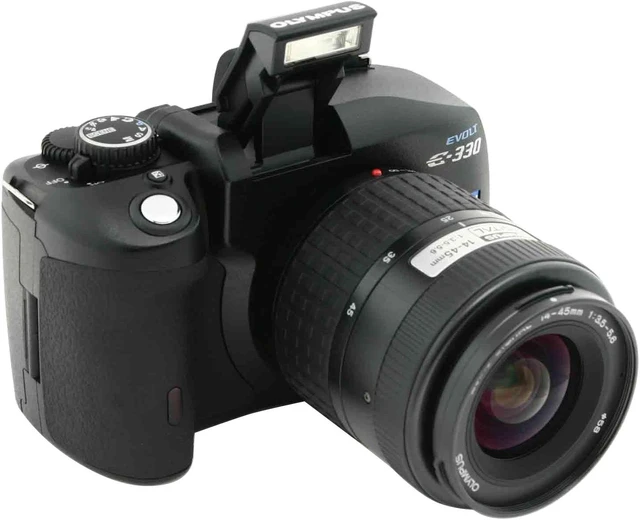OLYMPUS EVOLT E-330 Black Digital SLR Camera w/ ZUIKO DIGITAL 14-45mm f ...