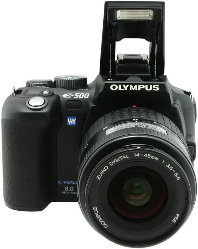 OLYMPUS EVOLT E-500 Black Digital SLR Camera w/ ZUIKO DIGITAL 14-45mm f ...