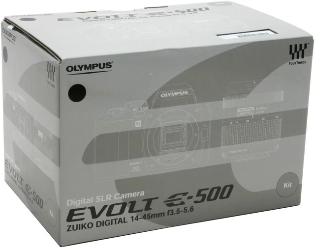 OLYMPUS EVOLT E-500 Black Digital SLR Camera w/ ZUIKO DIGITAL 14-45mm f ...