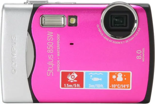 Alt view image 8 of 12 - OLYMPUS Stylus 850 SW Pink 8.0 MP 3X Optical Zoom Waterproof Shockproof Digital Camera